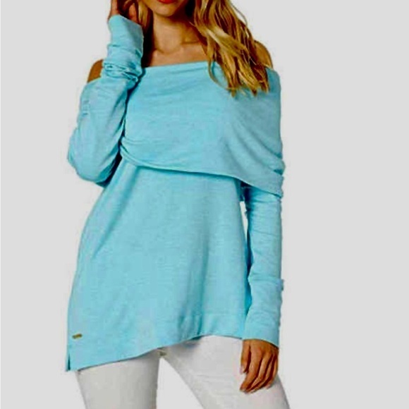 Lilly Pulitzer Belinda Blue Off The Shoulder Modal Blend Top Women’s XS - Picture 15 of 15